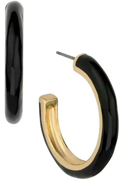 Gold & Black Hoop Earrings Krazybling