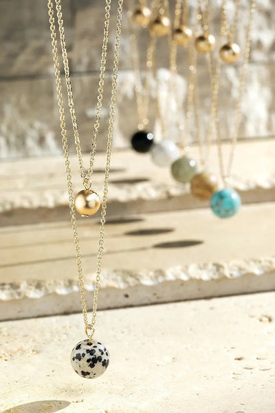 Gold & Dalmation Ball Necklace Krazy Bling