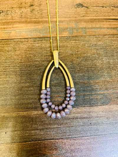 Gold & Purple Shimmer Beaded Long Necklace Krazy Bling