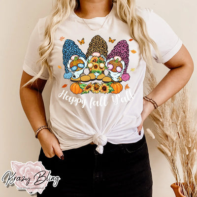 Happy Fall Y'all Sunflower Gnome Tee Krazy Bling