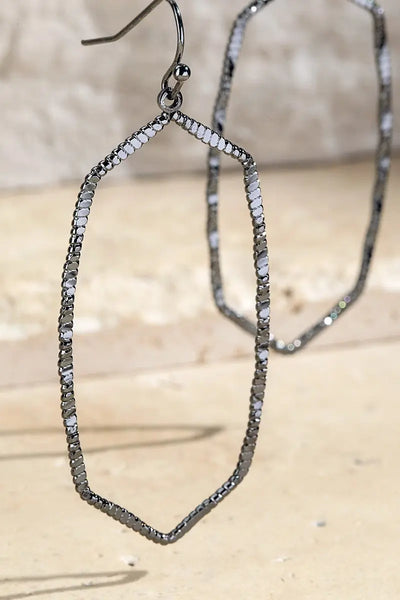 Hematite Textured Metal Dangle Earrings Krazy Bling