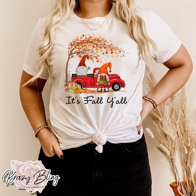 Its Fall Yall Gnome Tee Krazy Bling