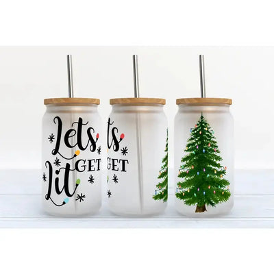 Let's Get Lit - Iced Coffee Glass Cup Krazy Bling