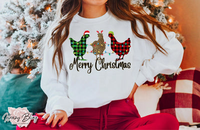 Merry Christmas Chickens Sweater Krazybling