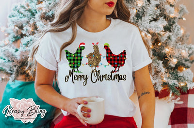 Merry Christmas Chickens Tee Krazybling