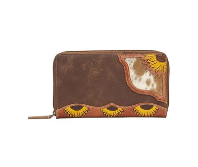Myra Sunflower & Brown Cowhide Wallet Myra
