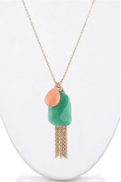 Opal Green Gold Chain Necklace Krazy Bling