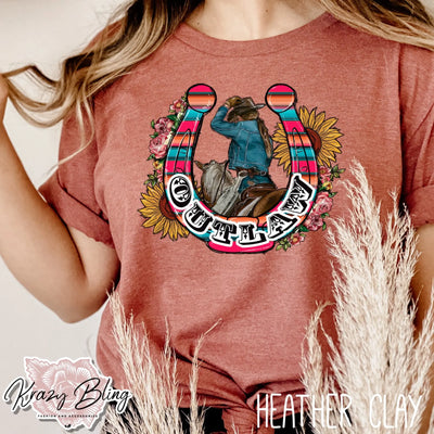 Outlaw Cowgirl Horseshoe Tee Krazybling