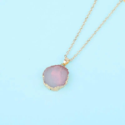 Pink Circle Stone Necklace Krazy Bling