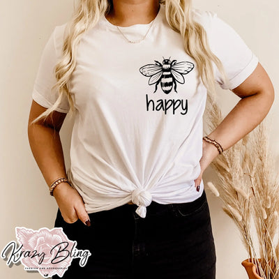 Pocket Size Bee Happy Inspirational Tee Krazybling