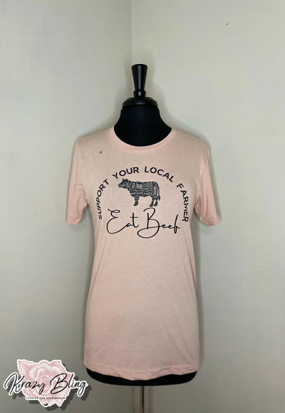 RTS Heather Peach Support Local Farmers Tee Krazybling