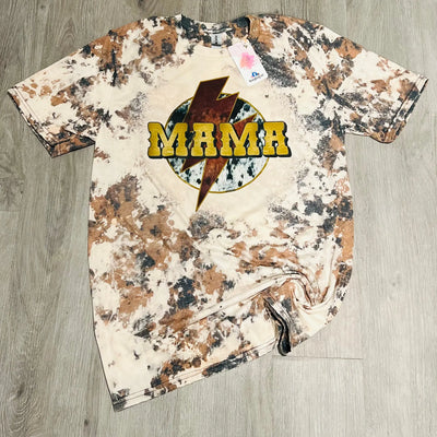 RTS Mama Lightning Bolt Cowhide Bleached Tee Krazy Bling
