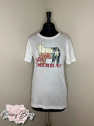 RTS White All American Steer Tee Krazybling