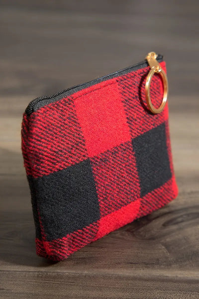 Red Buffalo Plaid Coin Purse Krazy Bling