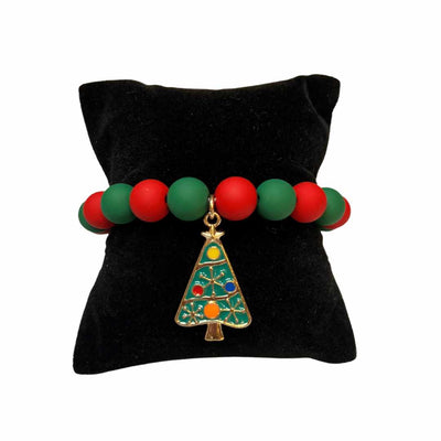Red & Green Bead Christmas Tree Bracelet Krazy Bling
