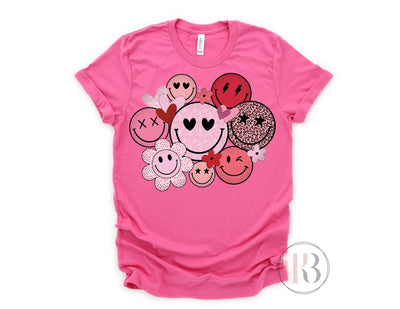 Retro Smiley Face Valentine's Tee Krazybling