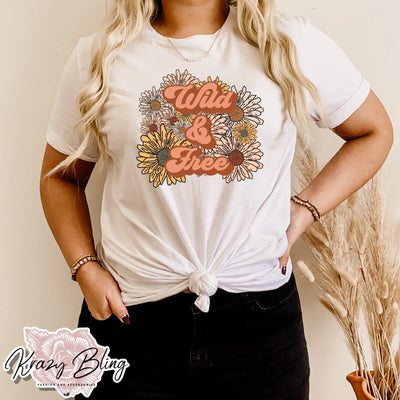 Retro Wild And Free Floral Tee Krazybling