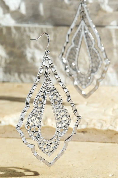 Silver Double Diamond Dangle Earrings Krazy Bling