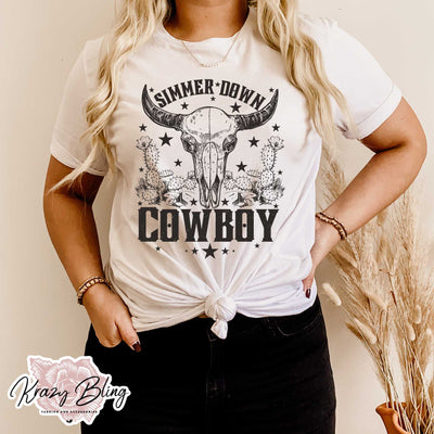 Simmer Down Cowboy Cowskull Tee Krazybling