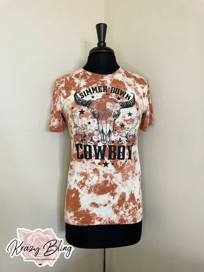 Simmer Down Cowboy Heather Autumn Bleached Tee Krazybling