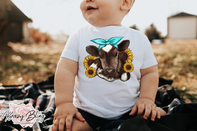 TODDLER Calf With Sunflowers Tee Krazy Bling