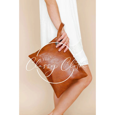 Trendy Brown Leather Clutch Krazy Bling