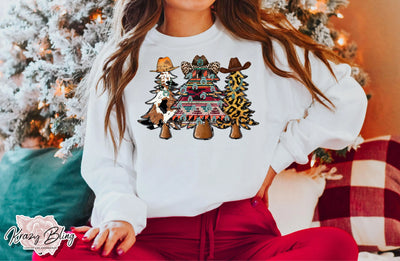Western Christmas Tree Cowboy Hat Sweater Krazybling